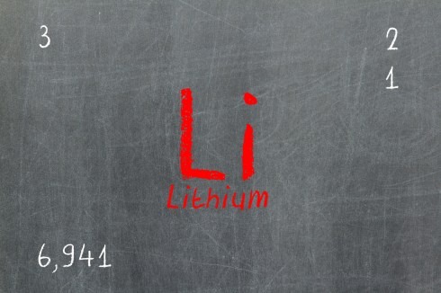 Isolated blackboard with periodic table, Lithium